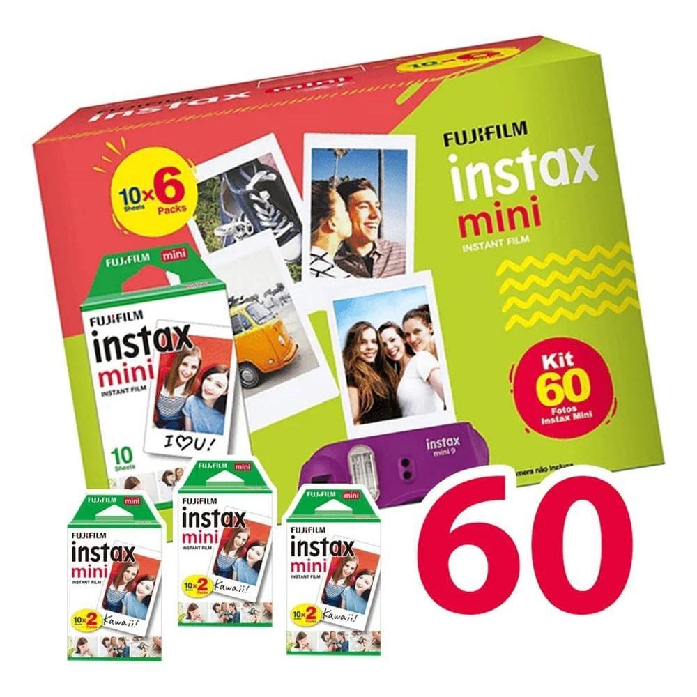Filme Instax Mini 8 9 11 12 Pack Fuji Com 60 Fotos