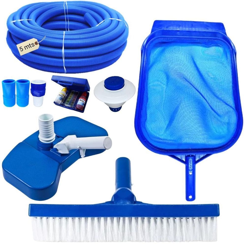 Kit Limpeza Piscina Mangueira Ecológica 5M Clorador E Estojo
