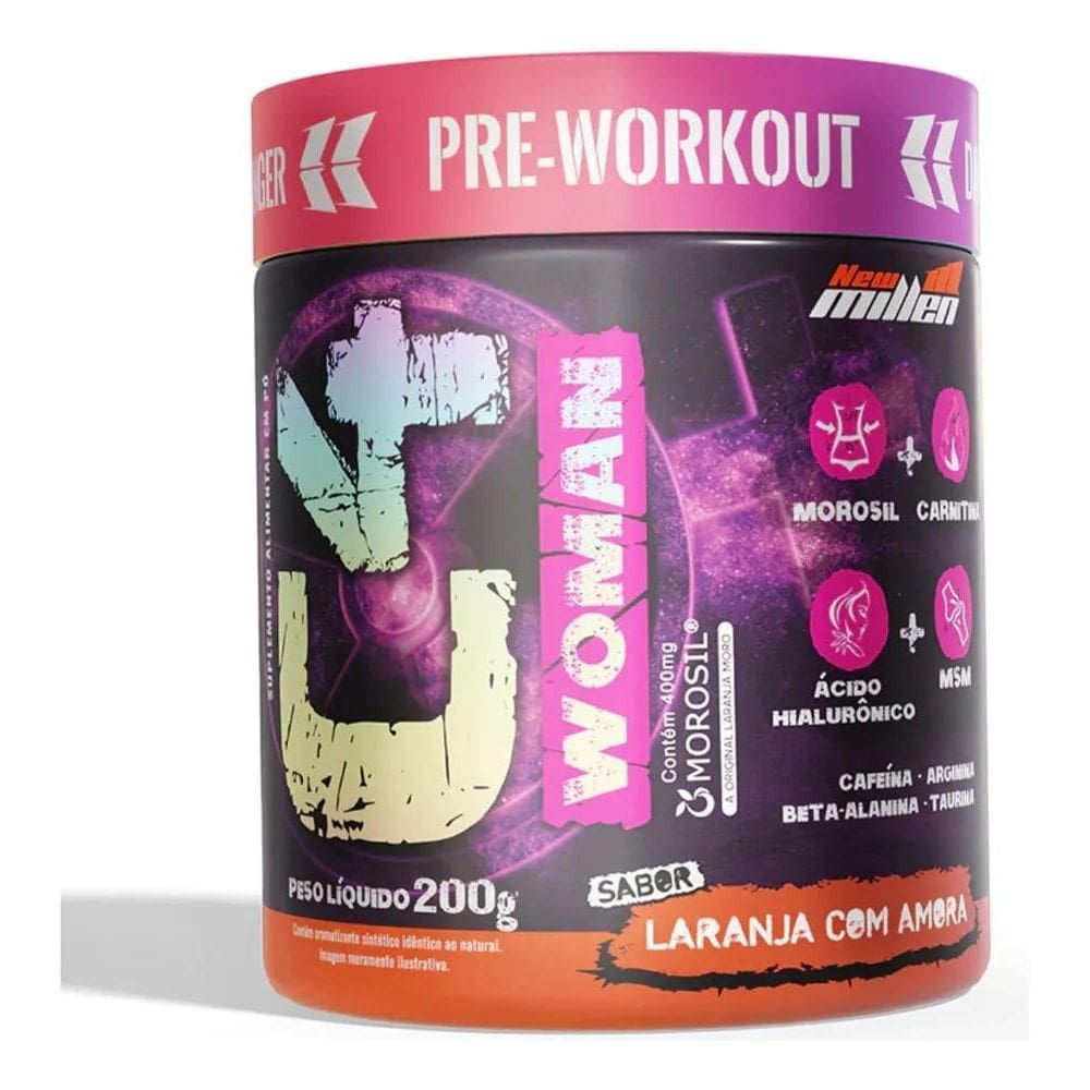 2X C4 Woman Pré Workout Feminino 200G New Millen Sabor Laran