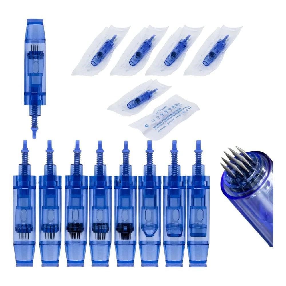 2X Kit 10 Agulhas Cartucho Caneta Derma Pen 12 36 42 Nano Po