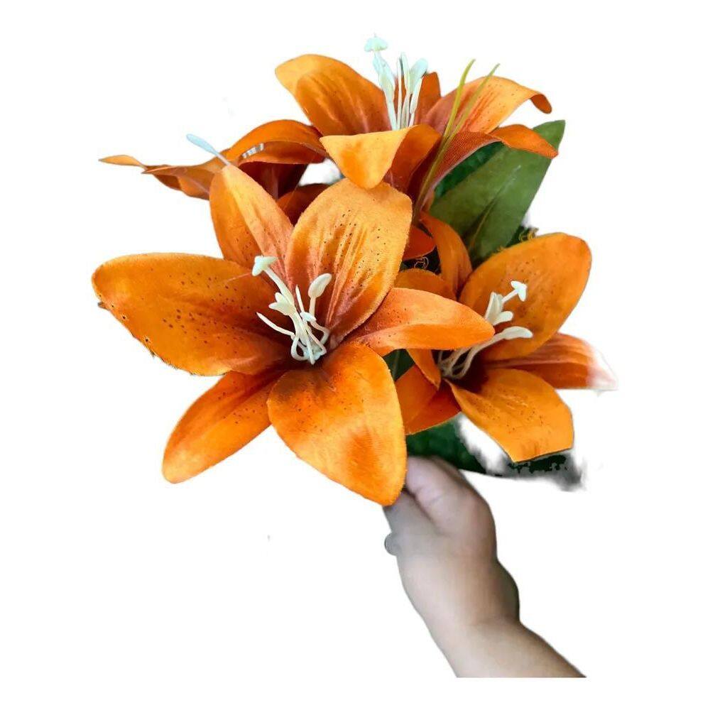 Kit De 5 Buquês Cores Novas De Lírio Artificial Com Terraco