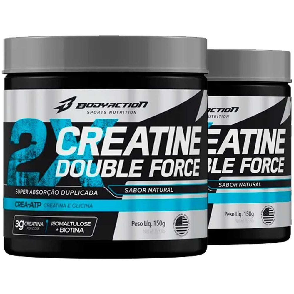 Kit 2 Creatine Double Force 150G Cada Body Action Sem Sabor