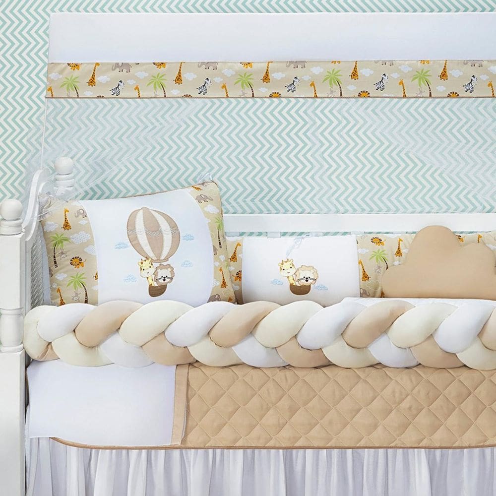 Kit Berço Safari Menino 11 Peças Estampado Bichinhos +