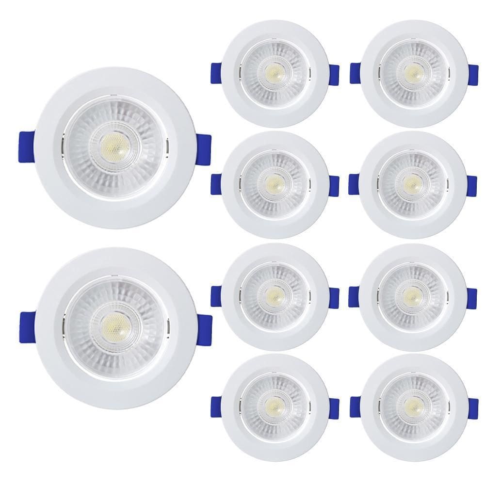 Kit 10 Spot Led Embutir Slim Par20 Redondo 8W Bivolt 3000K