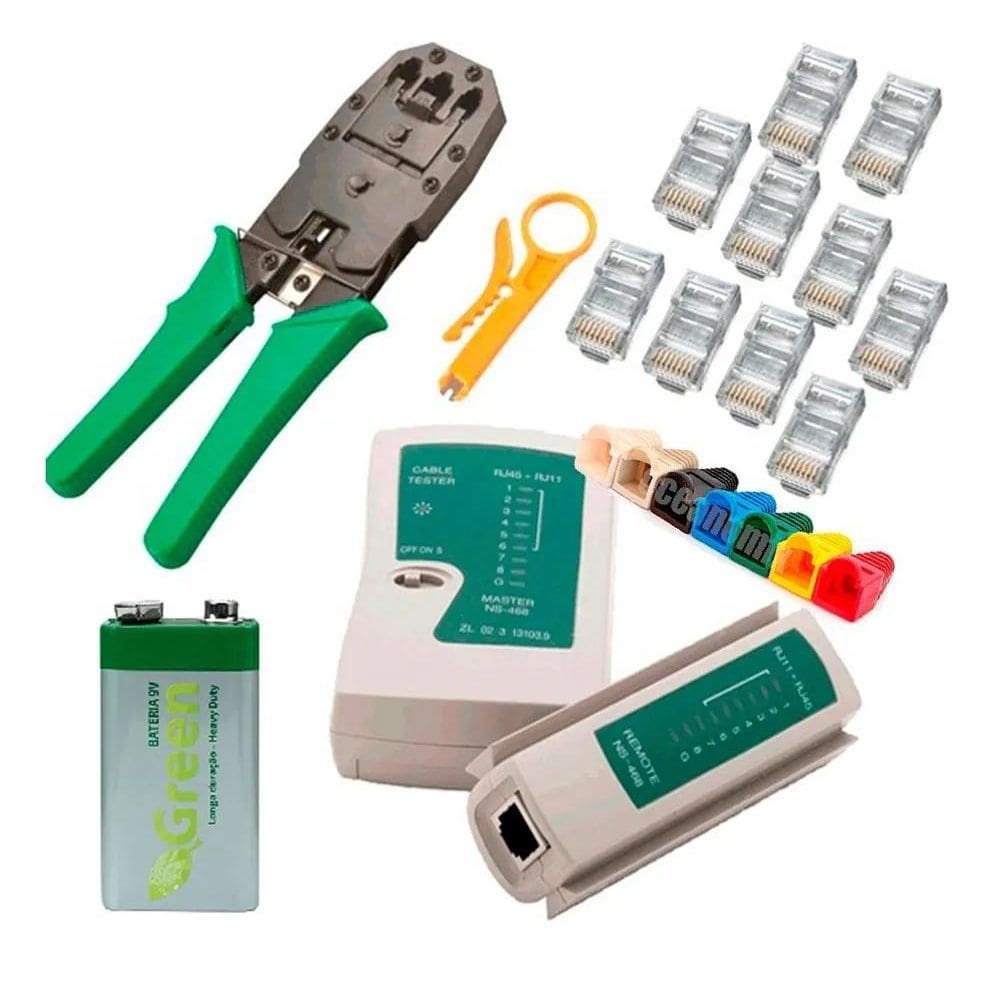 Alicate De Crimpar Rj45/11+Teste Rj45/11+Decapador+10Rj+Capa