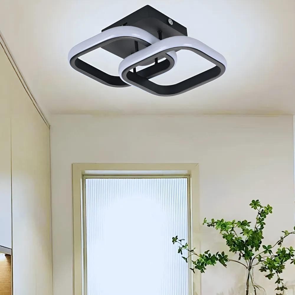 Lustre De Teto Led Para Banheiro Preto Branco 24X20X12 Preto