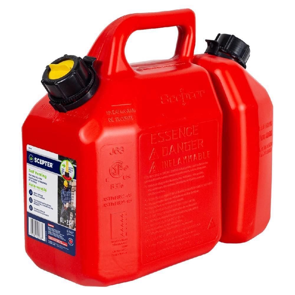 Galão 2 Em 1 Gasolina E Óleo 6L / 2,5L Com Bicos Scepter