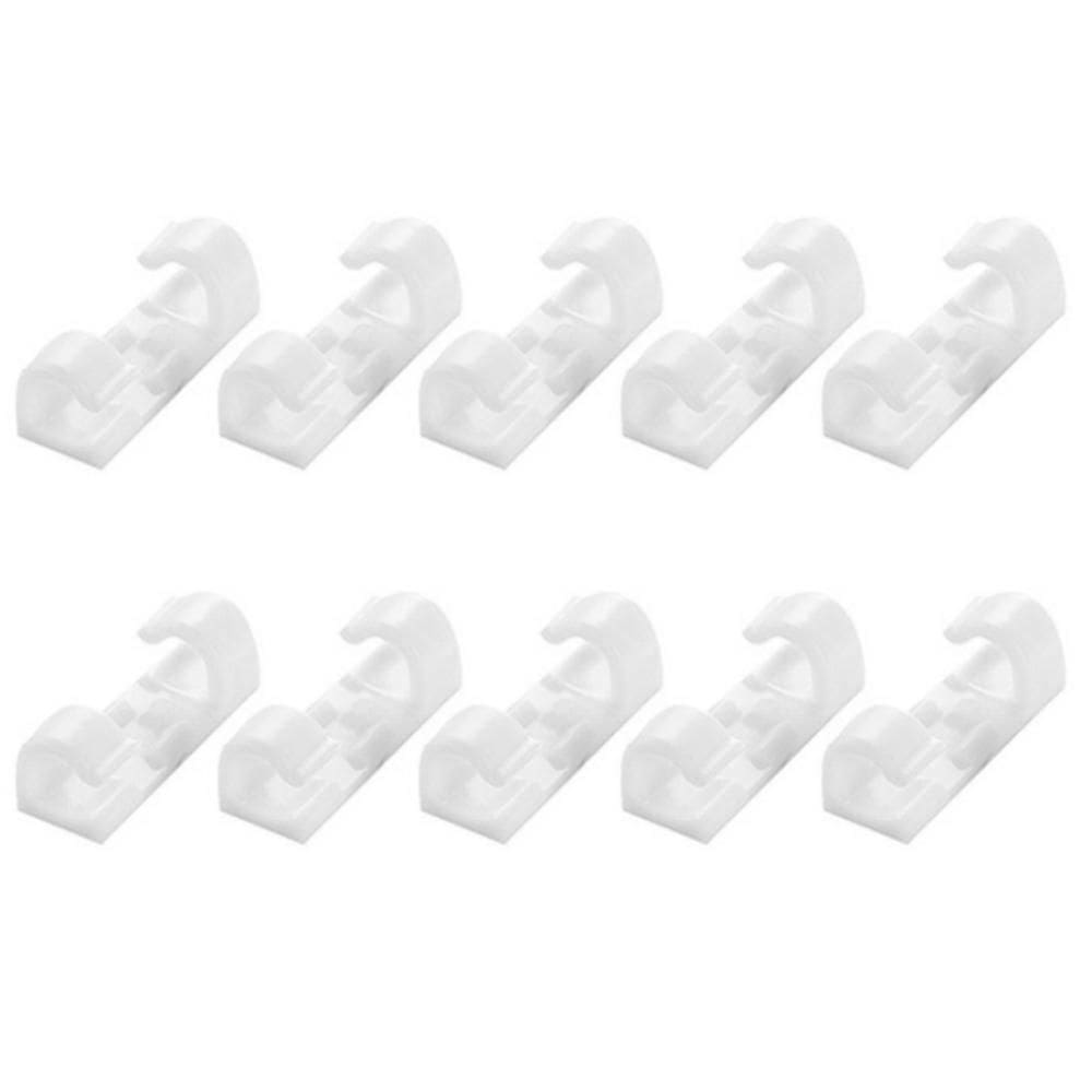 Kit Clip Organizador De Fios E Cabos Adesivo 20Un Branco