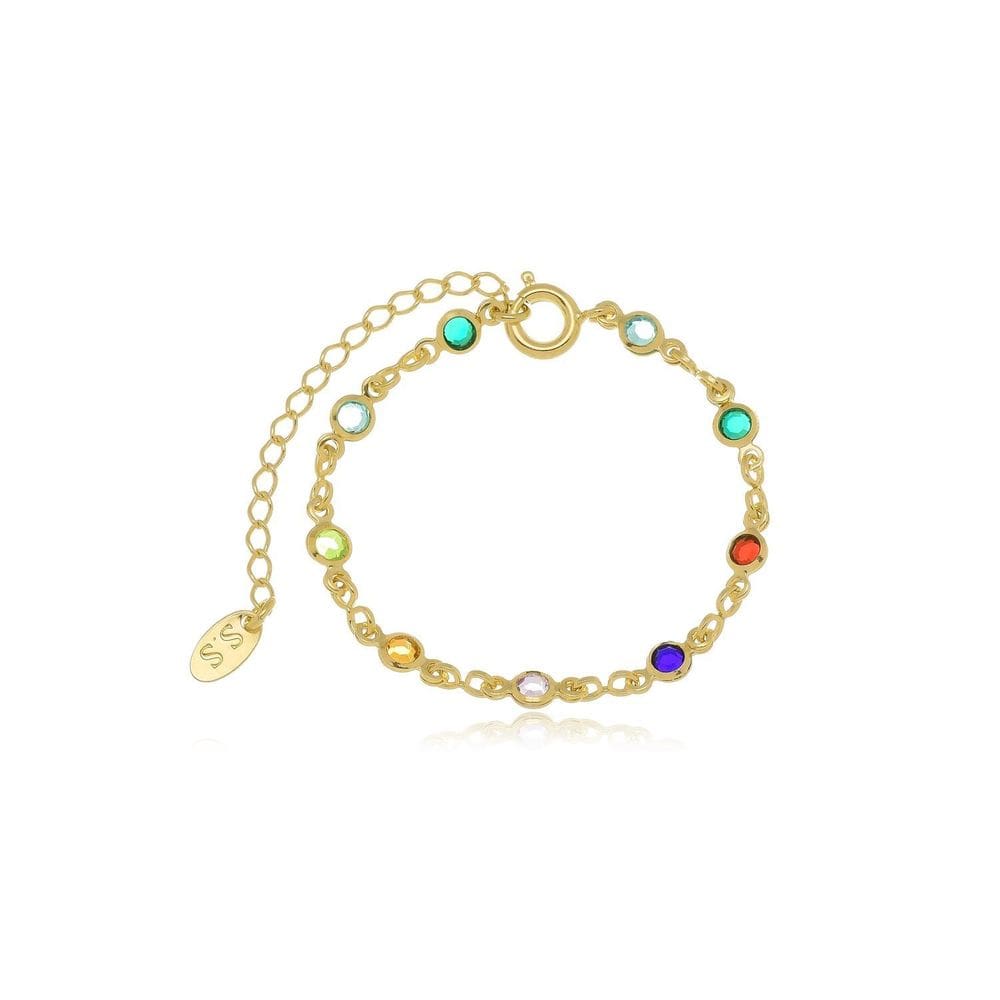Pulseira Infantil Colorida Banhada A Ouro 18K