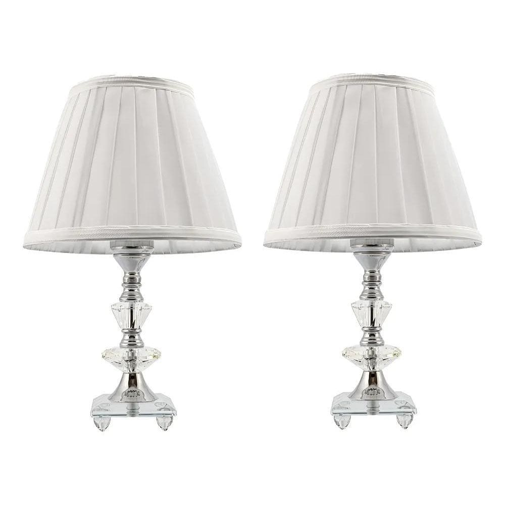 Kit 2 Abajur Cristal Bivolt 35Cm Mesa Quarto Sala - Promoç 1