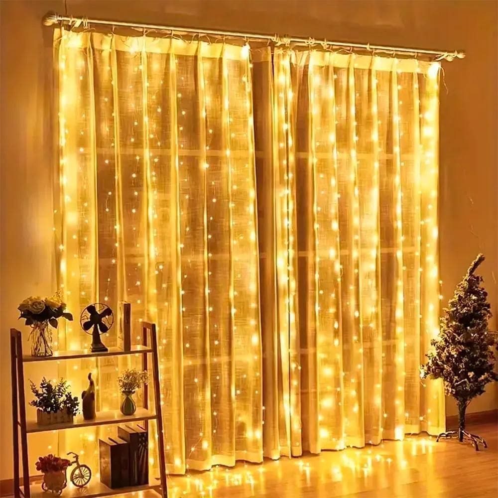 Cortina 500 Leds Branco Quente Fixa E Funções 1 8 Função 127