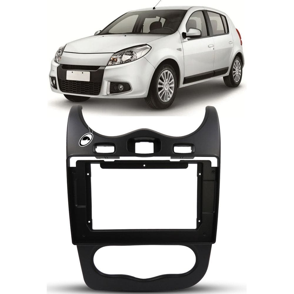 Moldura Painel 2 Din 10 Polegadas Sandero 2012 à 2014 Preto