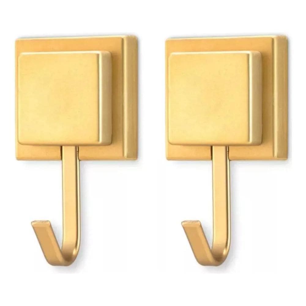 Kit 2 Suporte Toalha Banho Gancho Dourado Fita Dupla Face 3M