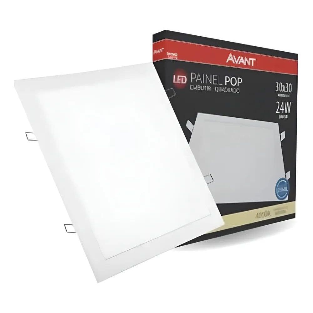 Kit 3 Painel Plafon Embutir Led 24W Quadrado Avant 4000K Cor