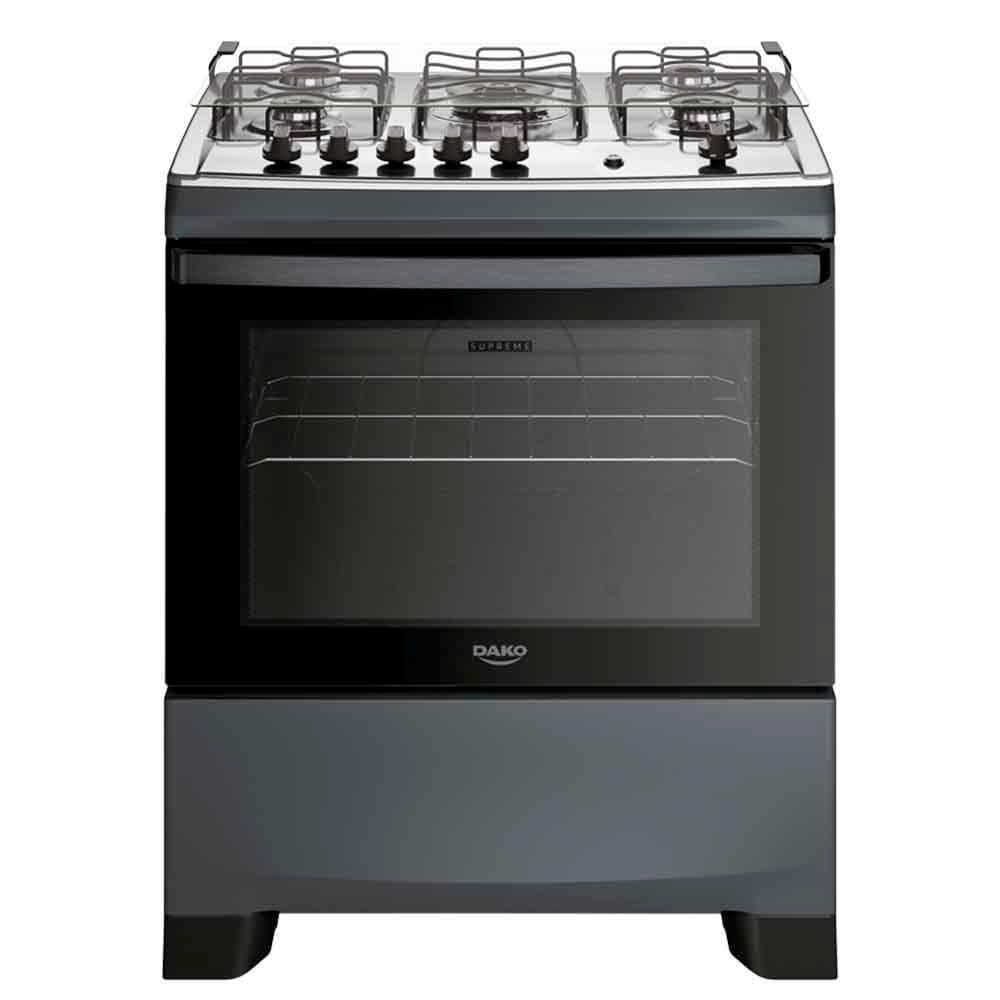 Fogão De Piso 5 Bocas Supreme Titanium Dako Com Mesa Inox Forno 100 Litros Bivolt