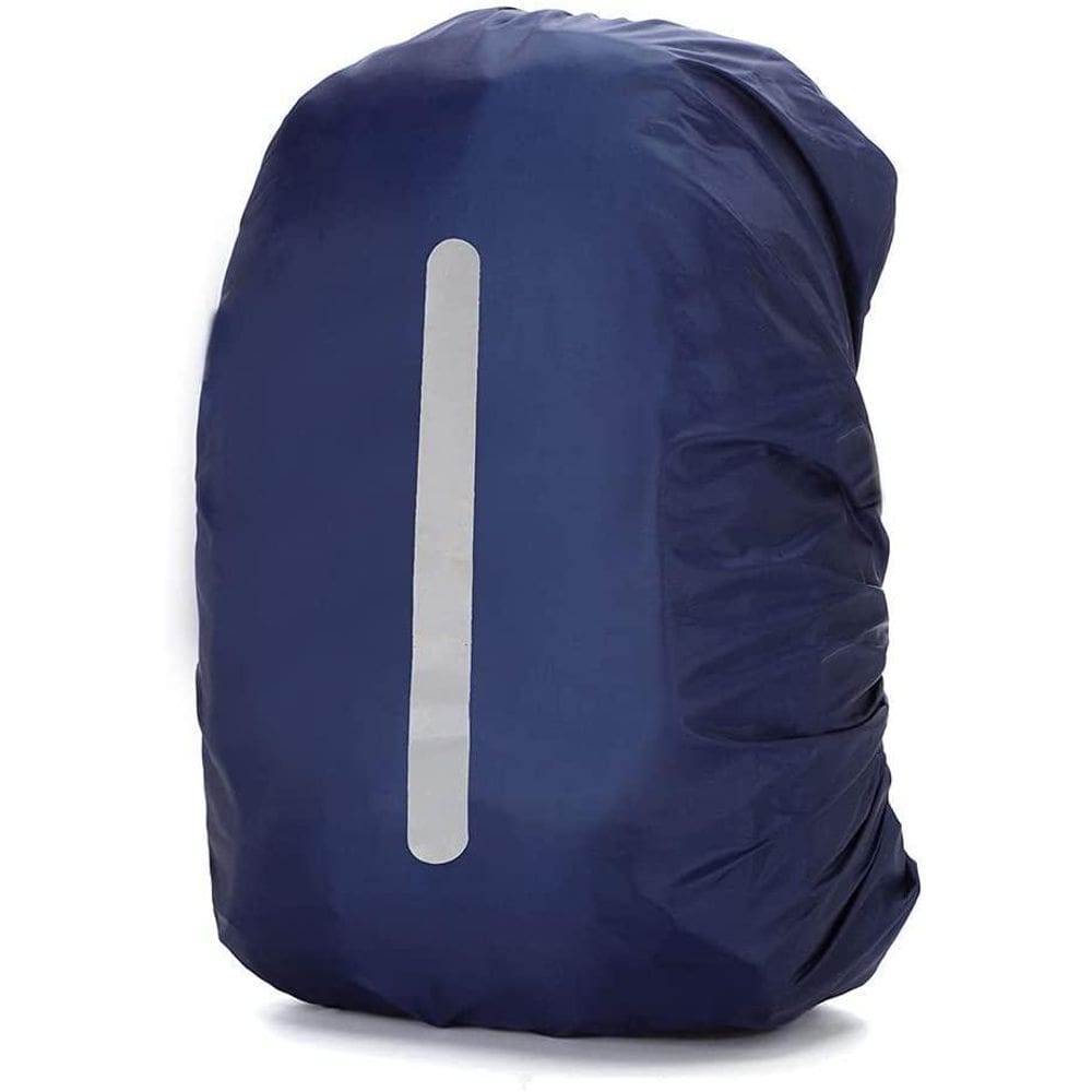 Capa De Mochila Impermeável Refletiva Camping Média Azul