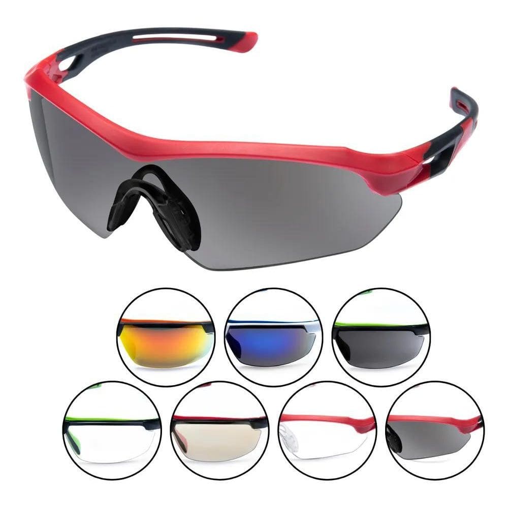 Oculos Sol Ciclismo Bike Uv 400 Corri Vermelho Lente Fumê
