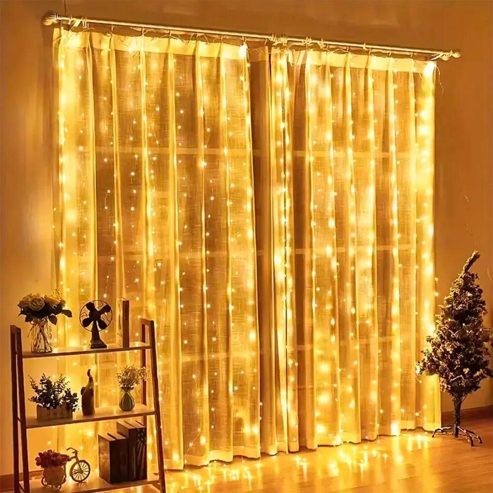 Cortina 500 Leds Branco Quente Fixa E Funções 1 8 Função 127
