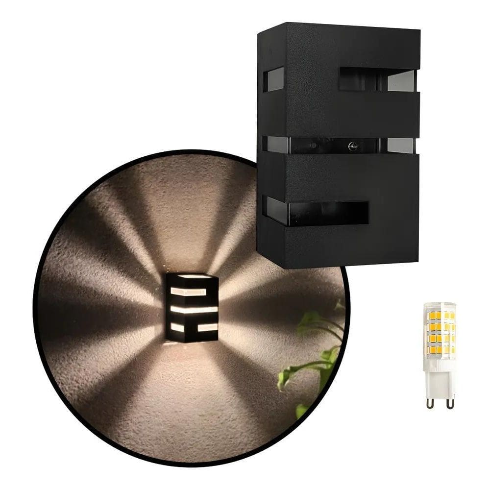 6 Arandela Preta Massuia Externa E Interna 6 Lâmpada Led 5W