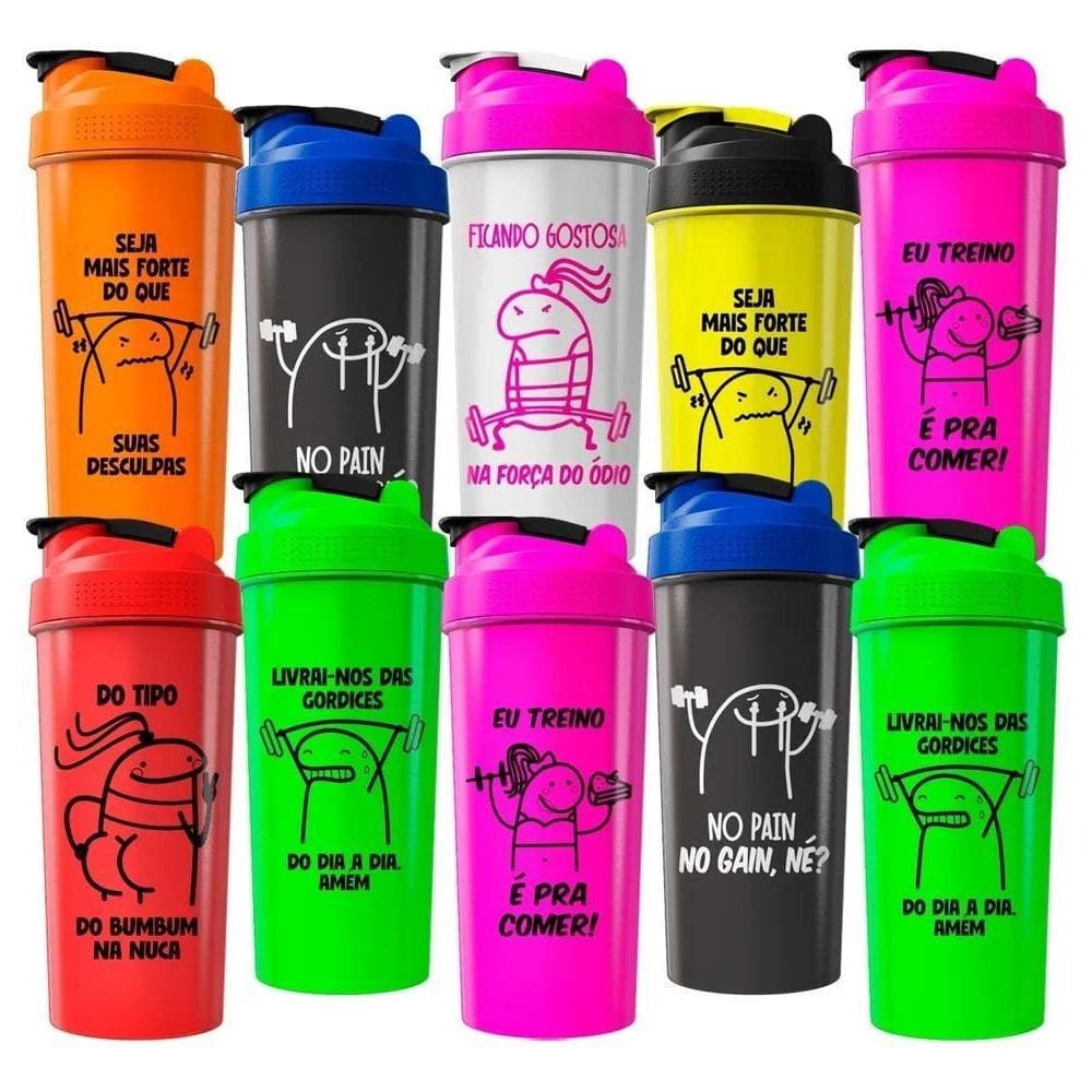 2X Kit 10 Coqueteleiras Garrafa De Academia Shaker 600Ml Mem