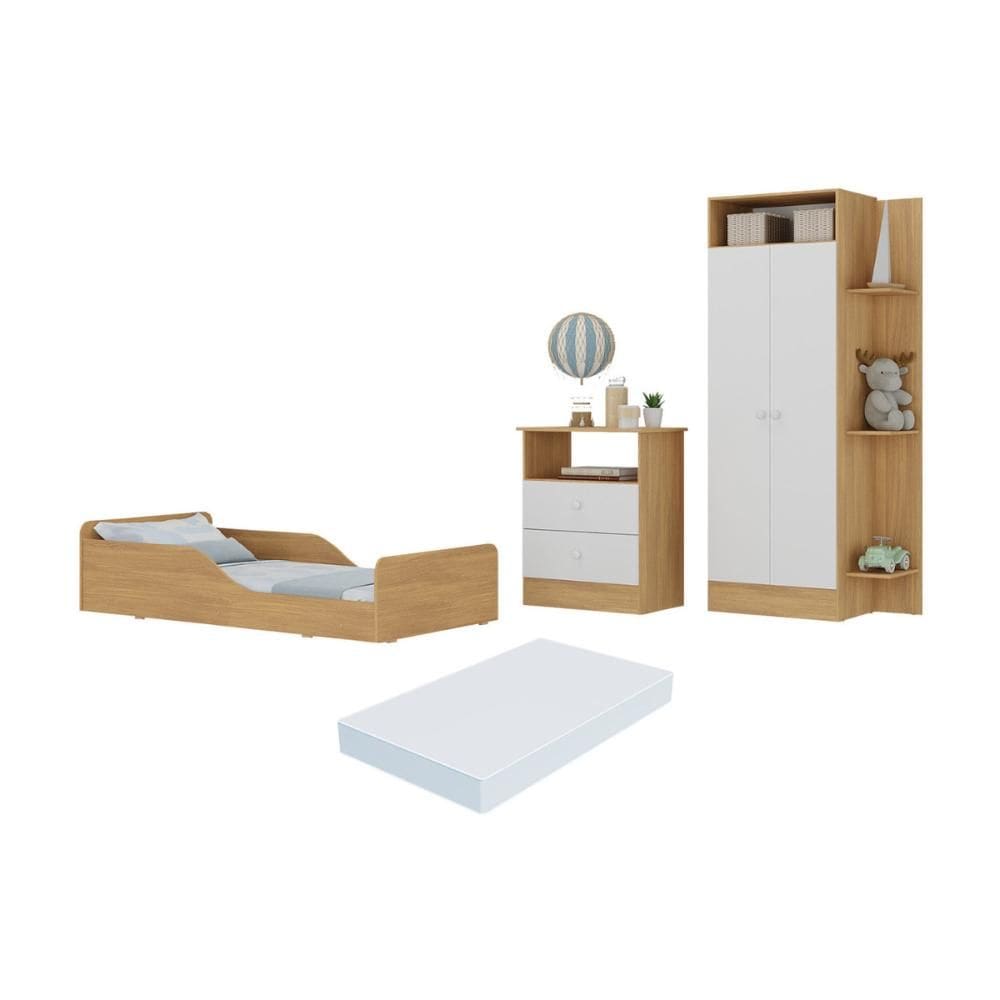 Quarto Infantil Completo com Minicama Montessoriana com Colchão Incluso Multimóveis MP4682