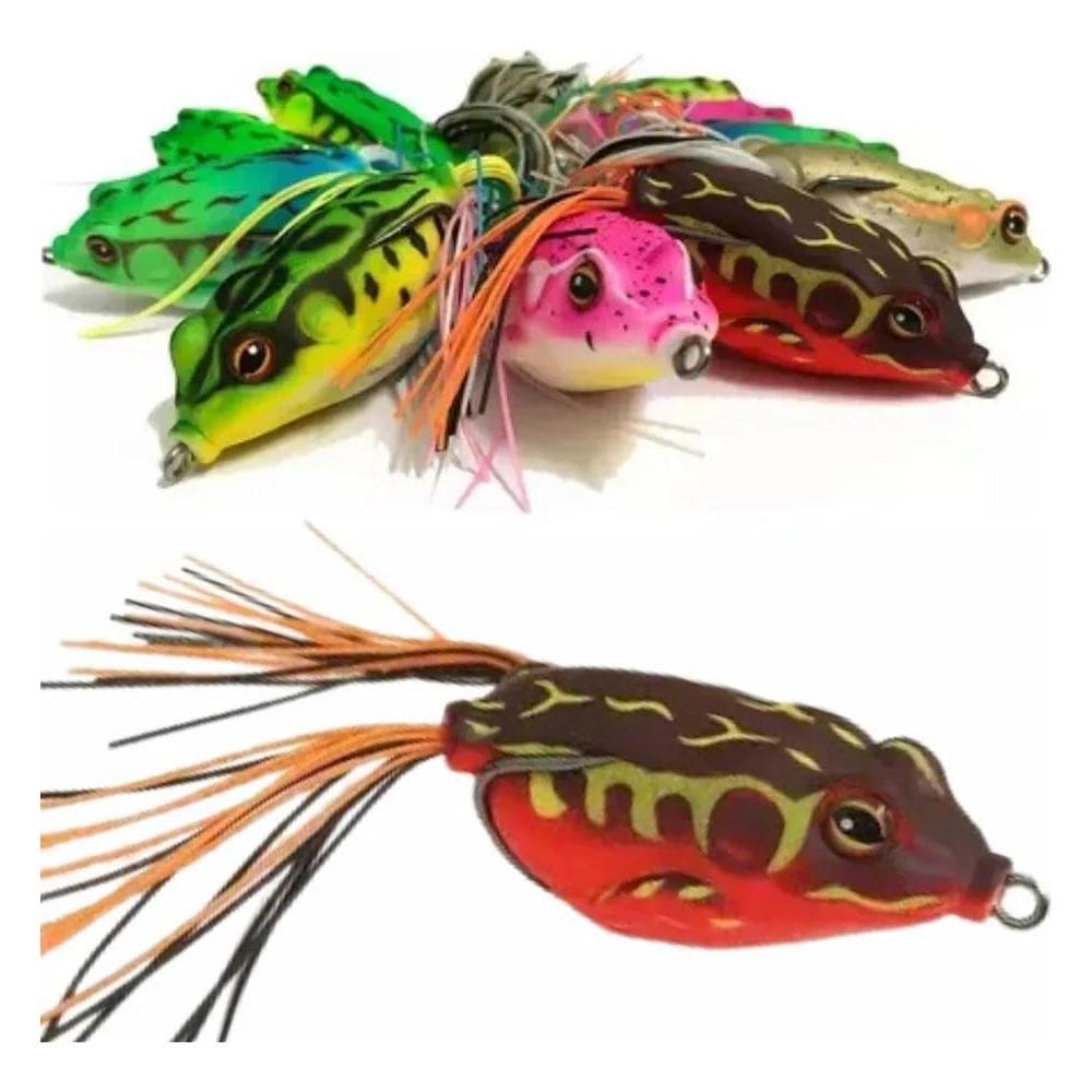 2X Cmik 5 Iscas Artificial Sapo Frog Rã Anti Enrosco Traíra