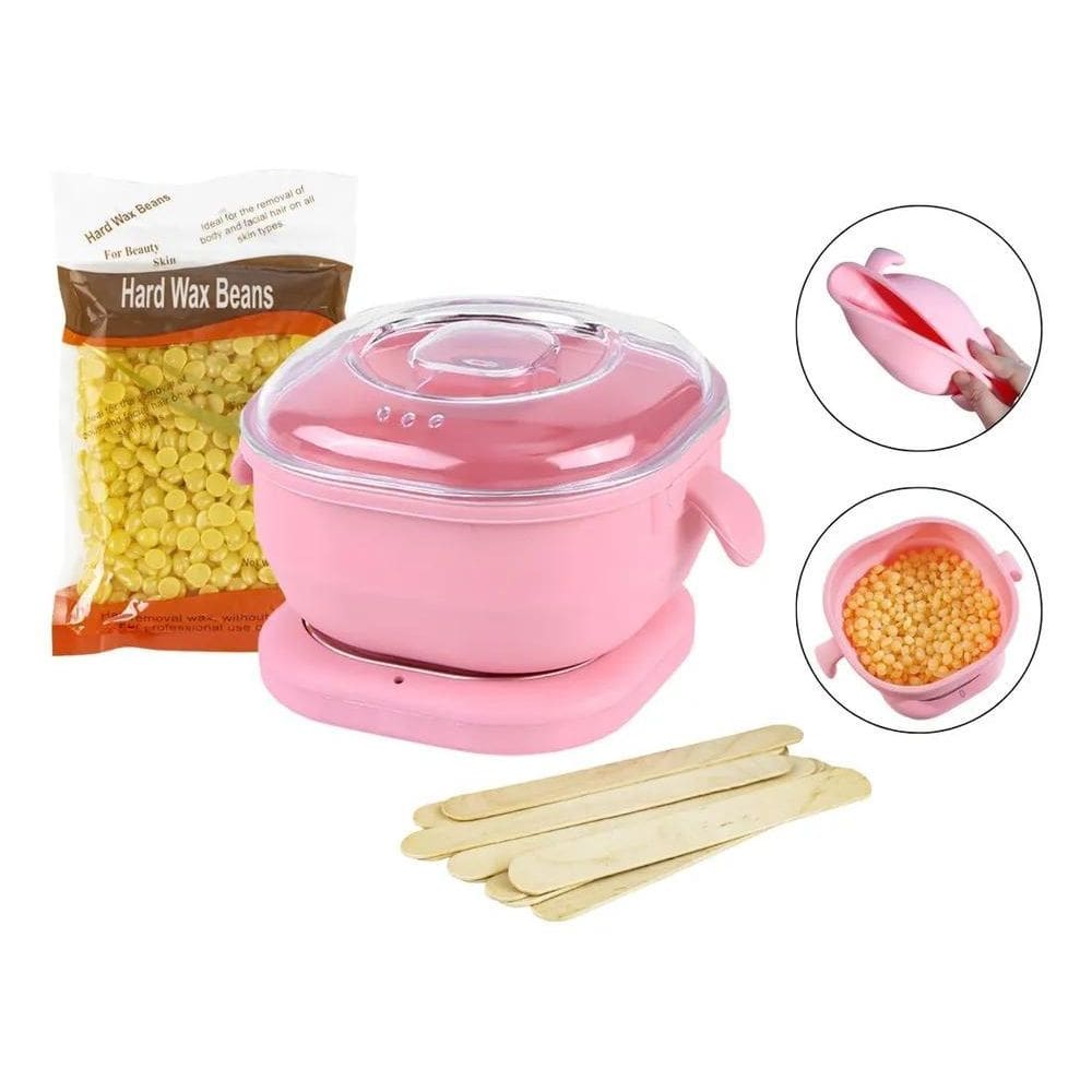 2X Mini Panela Quente Depilação + 100G Grão Cera + 10 Palito