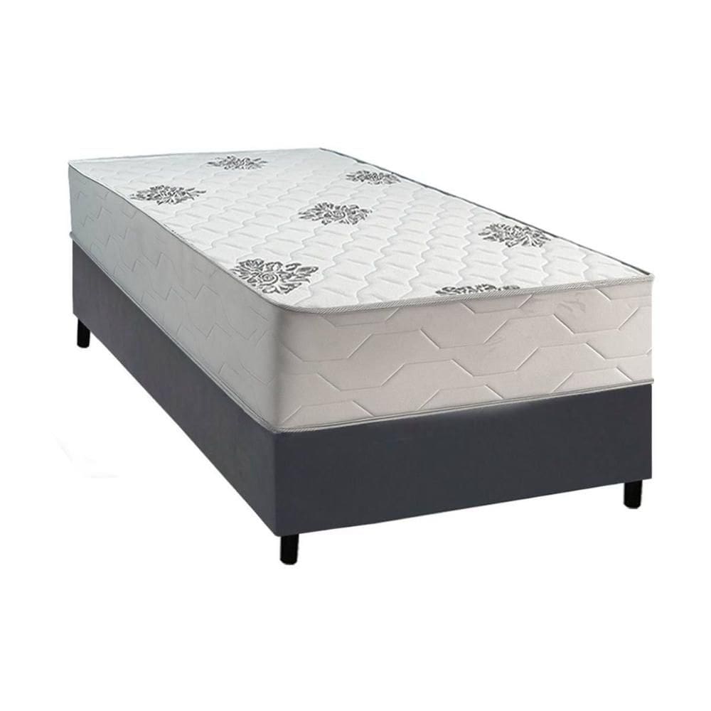 Cama Box Solteiro: Colchão Ortopédico Inovaflex Comfort Premium+Base CRC Corano Gray (88x188)