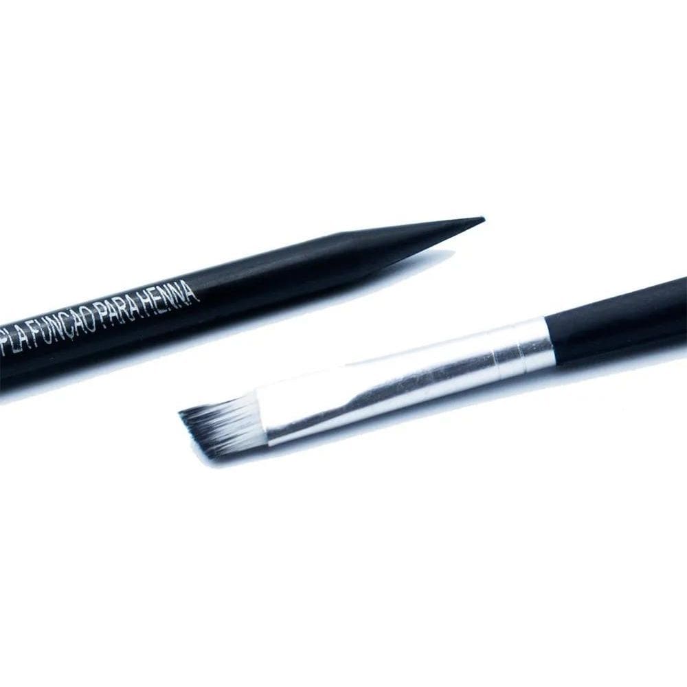 2X Pincel Henna Sobrancelha Dupla Função Chanfrado Ponta Pal