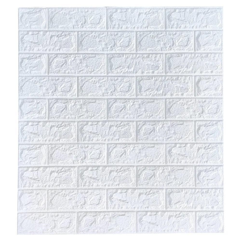 Kit 10 Placa Painel 3D Tijolo Branco Auto Adesivo 70 X 77 Cm