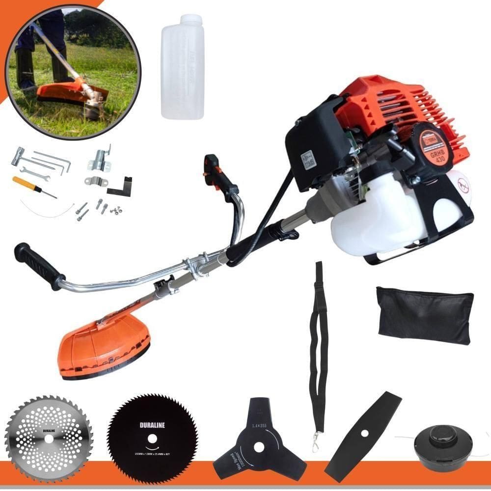 Roçadeira Profissional Terra Grhb430 À Gasolina 43cc 2t 1,7hp + Faca 3 Pontas 255mm 2,9mm + Faca 40 Dentes 255mm 2mm +