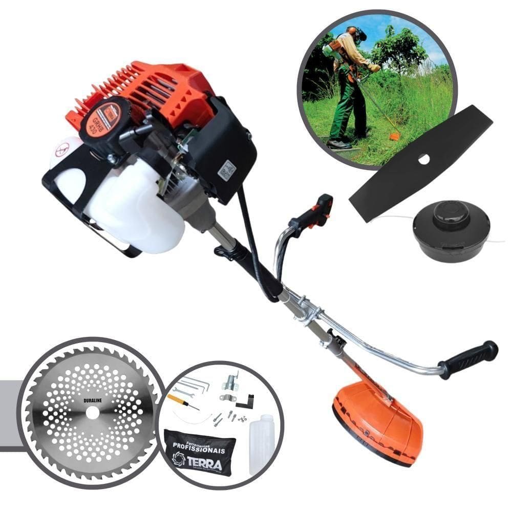 Roçadeira Profissional Lateral Terra Grhb430 À Gasolina 43cc 2t 1,7hp + Faca 40 Dentes Duraline 255mm 2mm - 2552540gcjb
