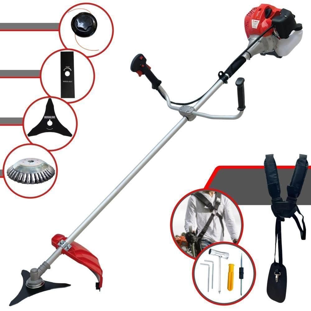 Roçadeira Lateral Anmax Cg430p-tb Plus À Gasolina 2 Tempos 43cc 2,0hp Profissional + Faca 3 Pontas Duraline 255mm