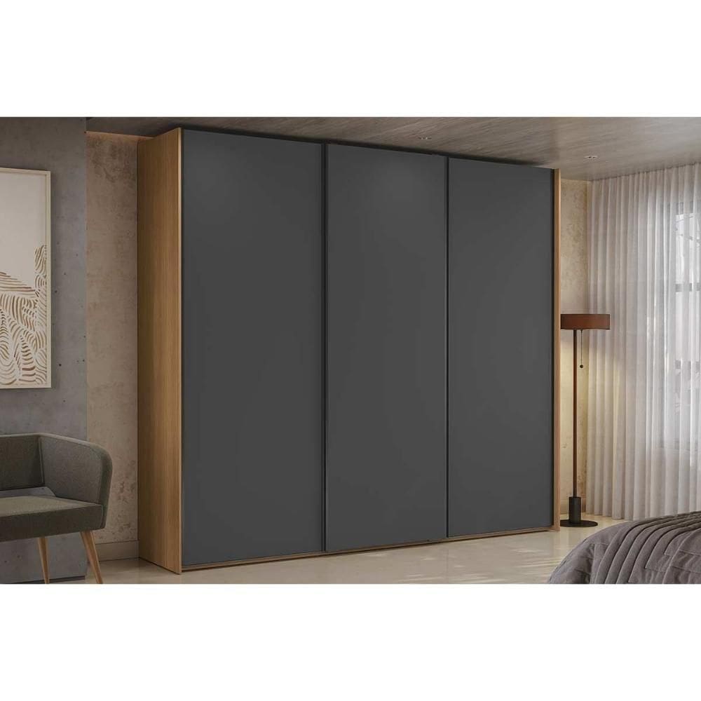 Guarda Roupa Casal 3 Portas De Correr E 4 Gavetas T582 Canela-grafite - Kappesberg