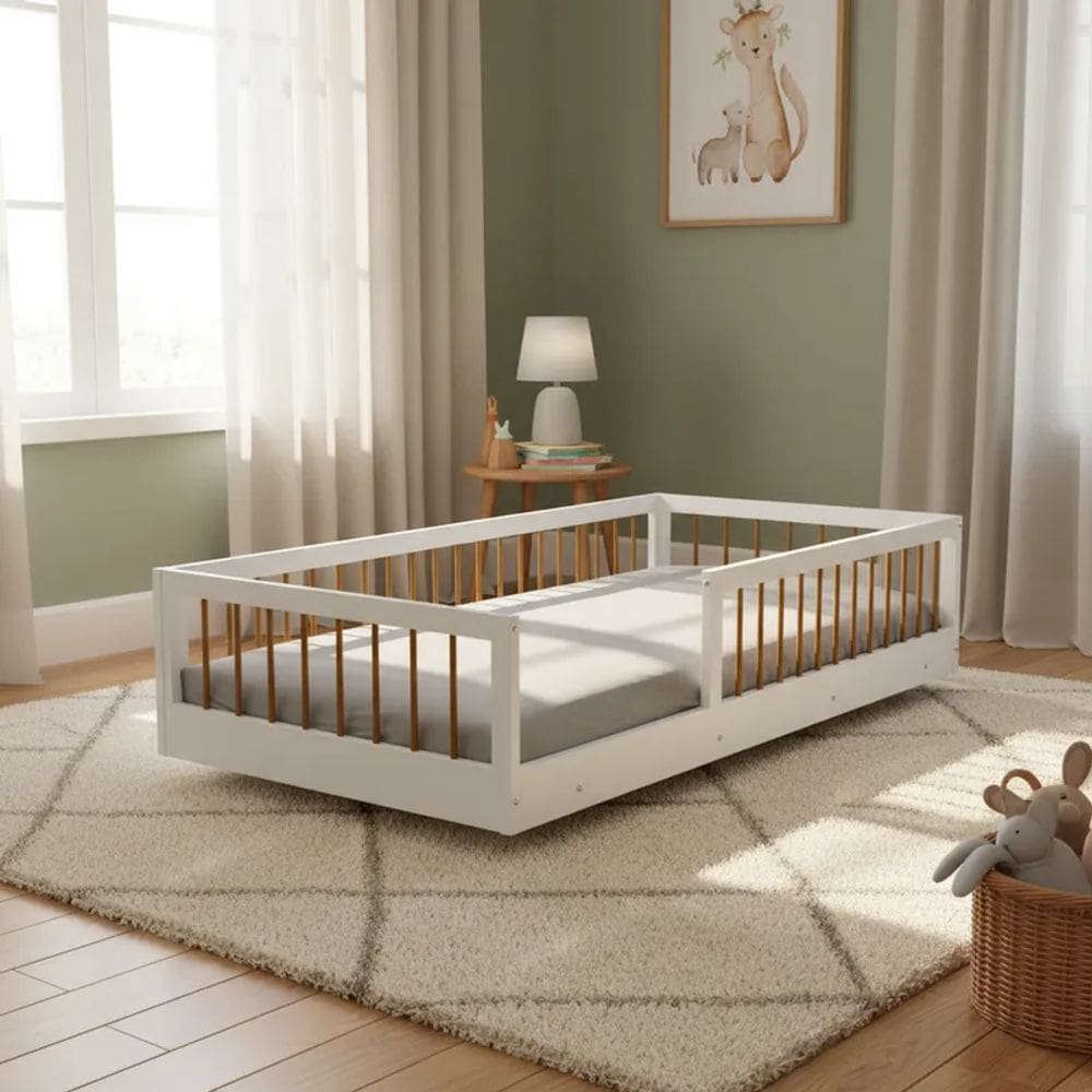 Cama Baixa Moderna Solteiro Lume - MobiBaby