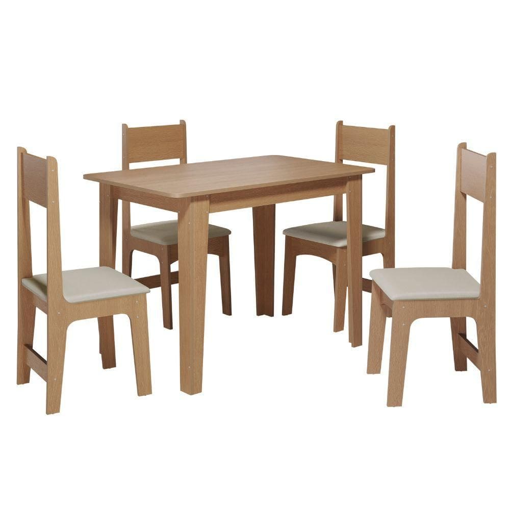 Conjunto Mesa de Jantar Nicoli com 4 Cadeiras Estofadas Delta - MDF/MDP 15mm  Sonetto