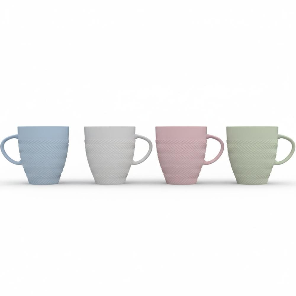Kit 4 Caneca Chá Café Chevron 310ml Branca Germer Porcelanas