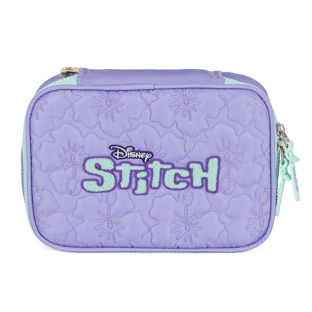 Estojo Box Infantil Escolar Lilo Stitch Disney Roxo Luxcel