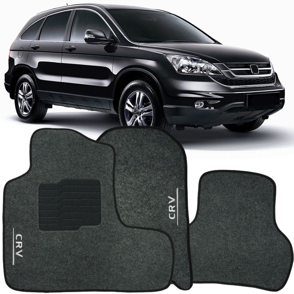 Jogo de Tapete Automotivo Carpete Crv 2007 à 2011 Soft Logo Bordado 3 Peças