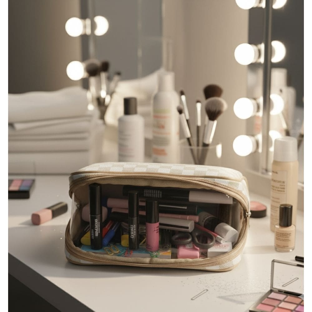 Kit 2 Necessaire Feminino Alça de Mão Bolsa para Maquiagem Acessórios Viagem Luxo Grande 2 Peças Fashion Moda