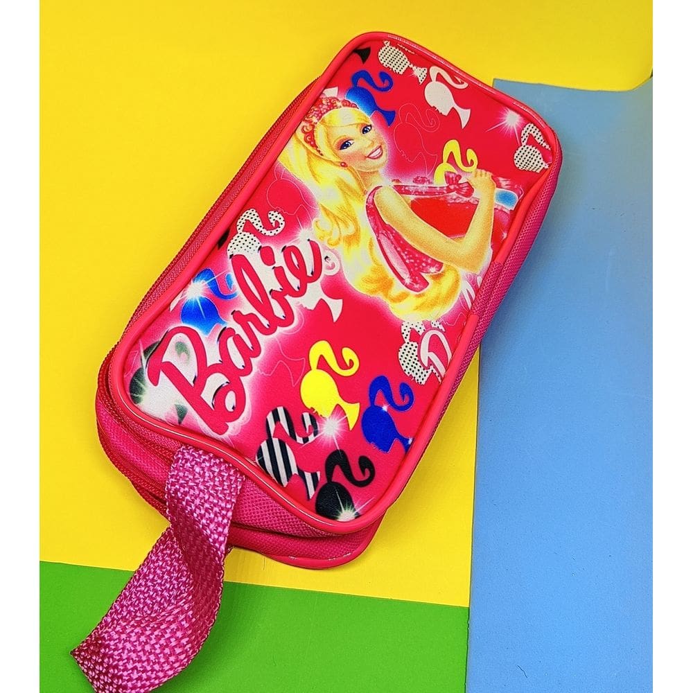 Estojo Escolar Infantil meninas com 2 divisórios grande Duplo Compartimentos Lapis Canetas Princesa Barbie Rosa