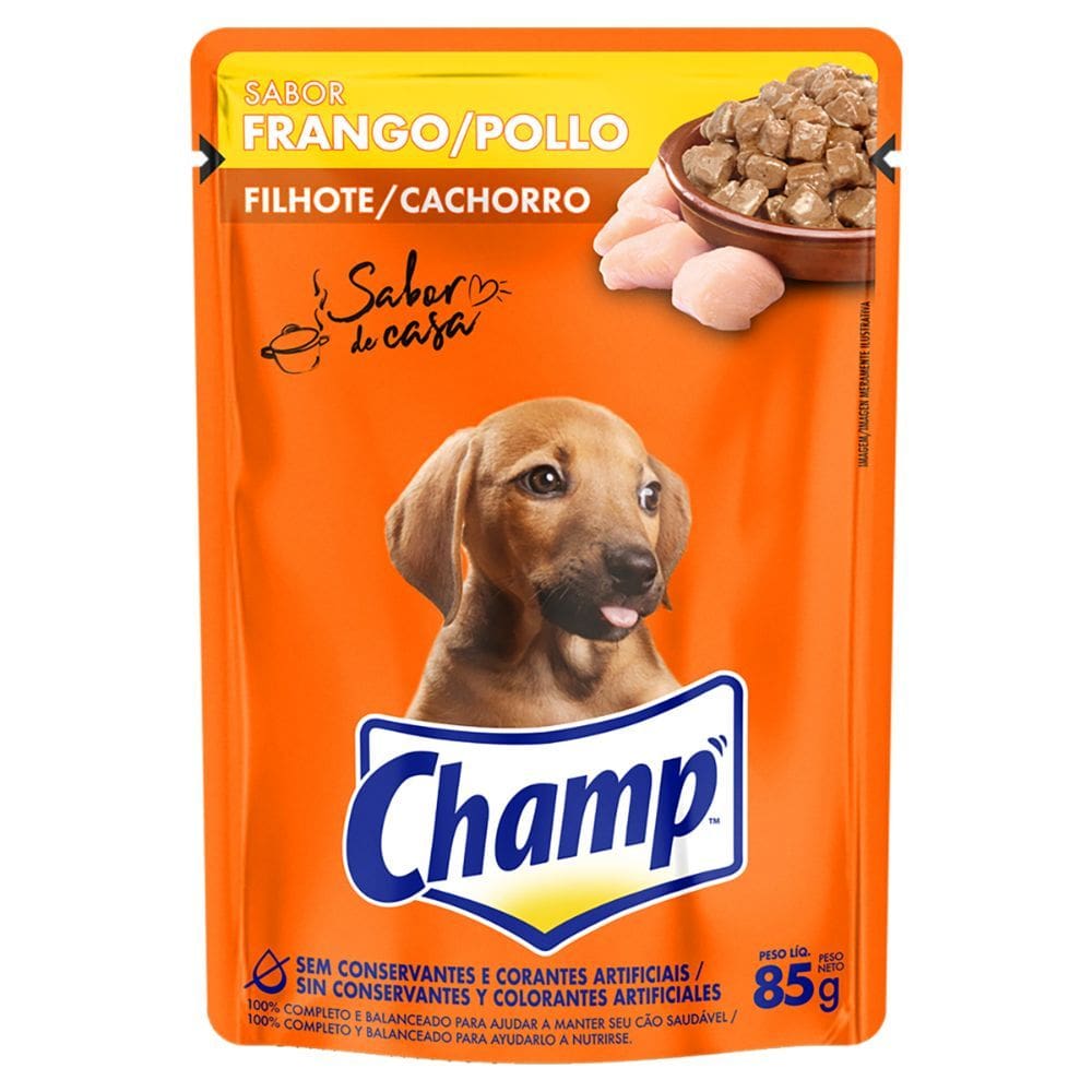 Ração Úmida Champ Filhotes sabor Frango Sachê 85g