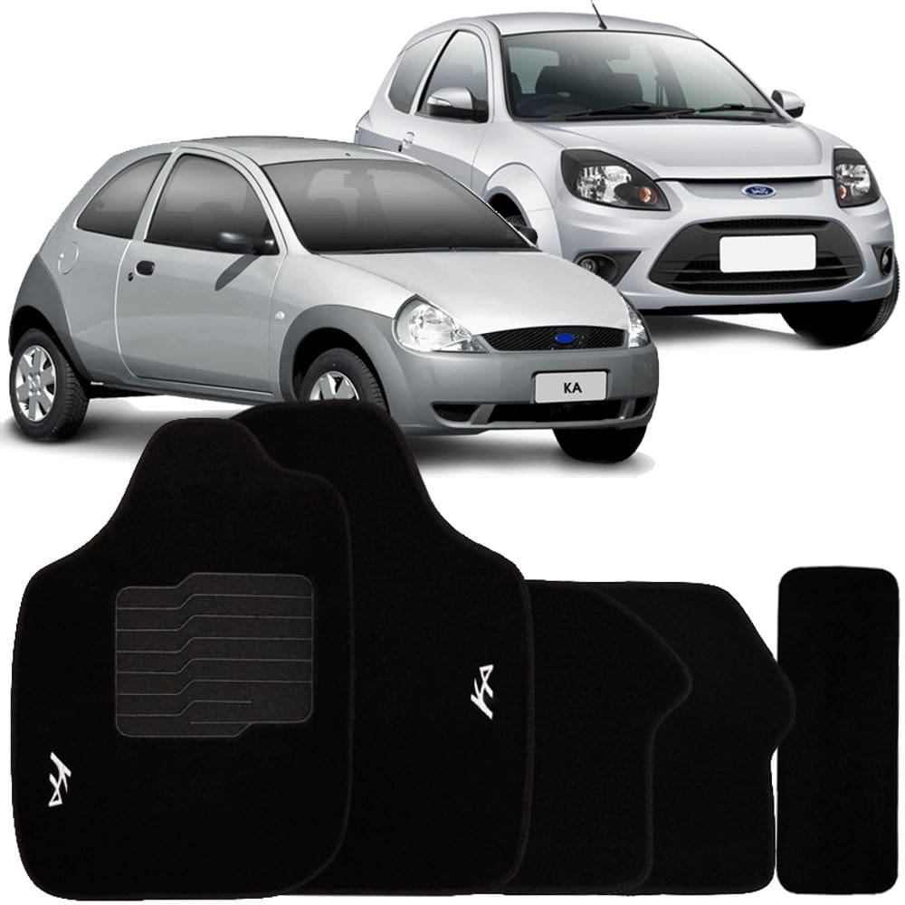 Jogo de Tapete Automotivo Carpete Ford Ka 1996 à 2013 Soft Logo Bordado 5 Peças