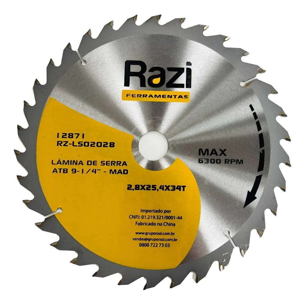 Disco De Serra P/ Madeira 235mm 34 Dentes Razi - Rz-ls02028