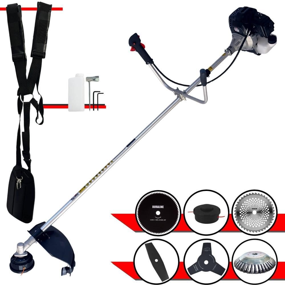 Roçadeira Multifunções Toyama RT43LB25A À Gasolina 43cc 1,7HP 10.000rpm Com Carretel + Kit 4 Lâminas de Cortes + Escova de Aço Para Pavers e Calçadas