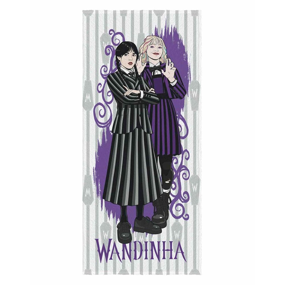 Toalha Infantil Felpuda Estampada Wandinha & Enid 60×1,20 m 95% Algodão Secagem Rápida Lepper