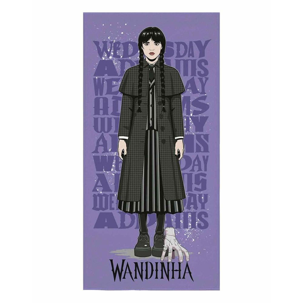 Toalha de Banho Infantil Aveludada Estampa Wandinha 70×1,40 m Lepper - Toque Macio e Rápida Secagem