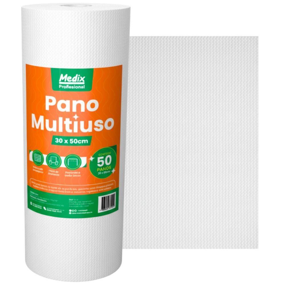 Pano de Limpeza Multiuso Descartável 30x50 Rolo Com 50 Unidades Medix