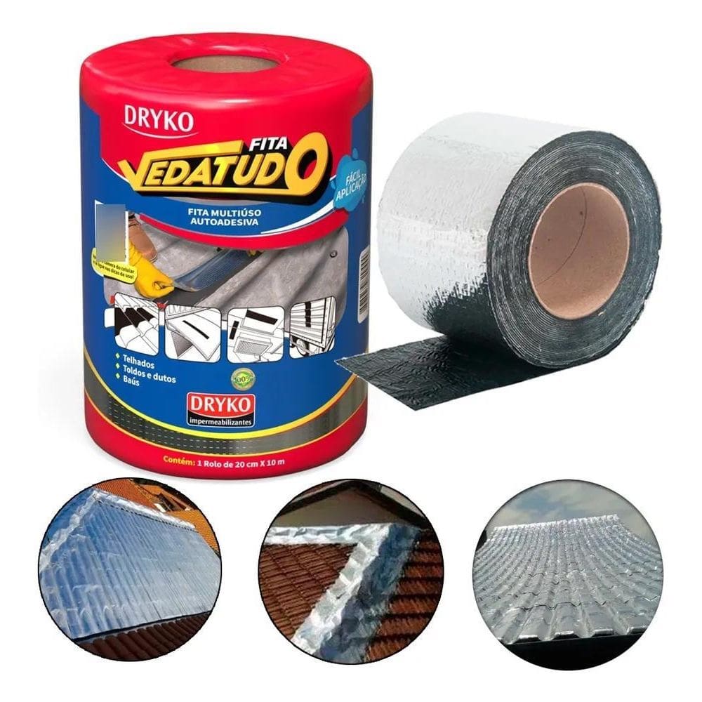 2X Manta Asfáltica Auto Adesiva Aluminizada 20 Cm X 10 M Dry