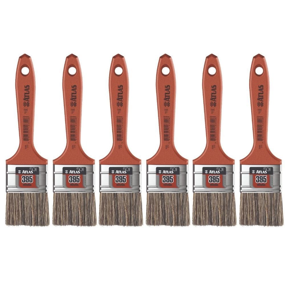 Pincel Trincha 50Mm Cerdas Gris Latéx E Acrílica Kit 06Un